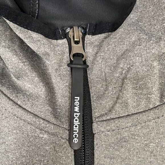 New Balance Mens Size M  1/4 Zip Water Resistant Soft Shell Hooded Jacket Gray - Picture 12 of 14